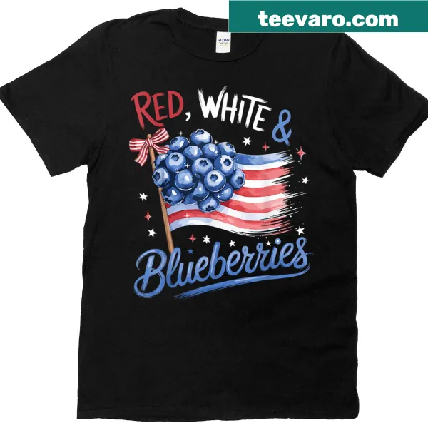 Patriotic humor t-shirt with a playful blueberry graphic and text.