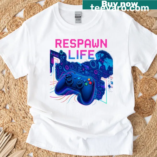 Oversized t-shirt with 'Respawn Life' in bold typography