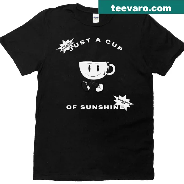 T-shirt featuring a retro illustration of a cup of coffee