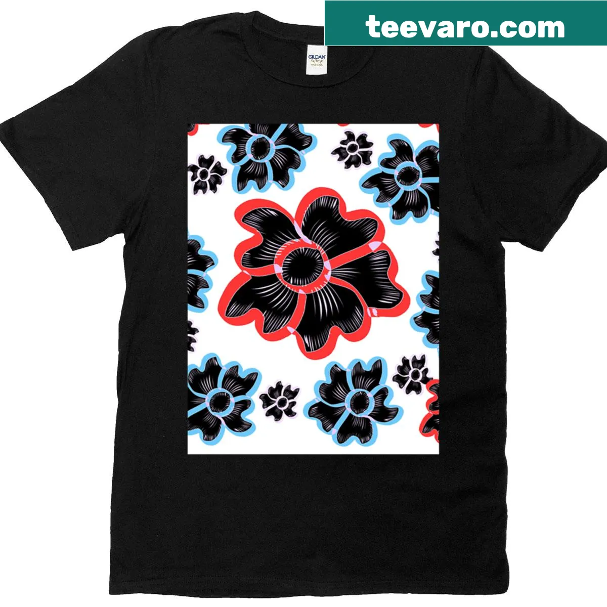 T-shirt featuring a cute abstract flower pattern for women — on a men's t-shirt