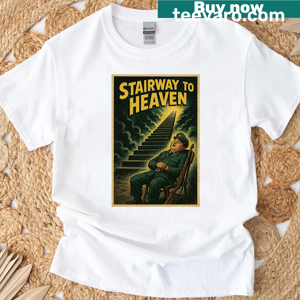 Oversized T-shirt with a retro military poster design — on a men's t-shirt