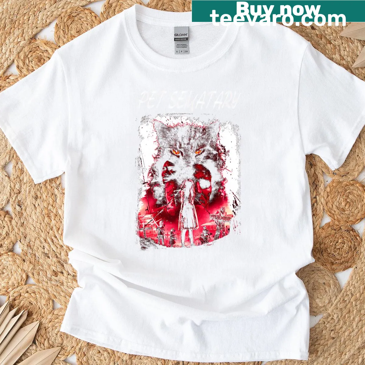 Vintage horror movie-themed T-shirt with retro graphics — on a men's t-shirt