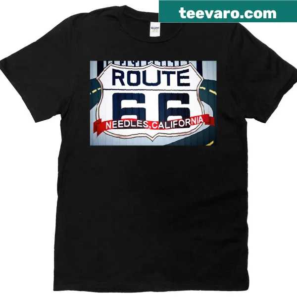 Oversized T-shirt with vintage Route 66 garage door sign graphic