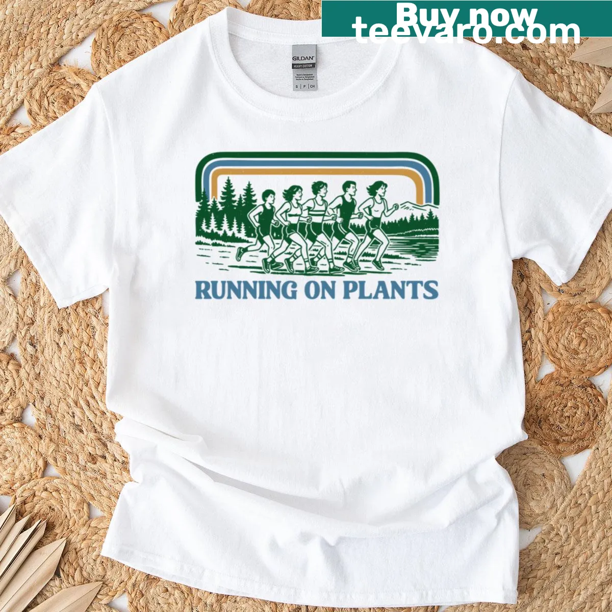 Vintage-style vegan runners t-shirt featuring retro graphic text. — on a men's t-shirt