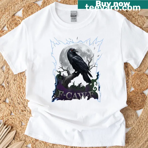 Halloween T-shirt featuring a raven and full moon graphic