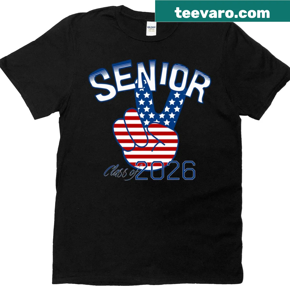 Boxy T-shirt with bold Senior Class Of 2026 graphic — on a men's t-shirt