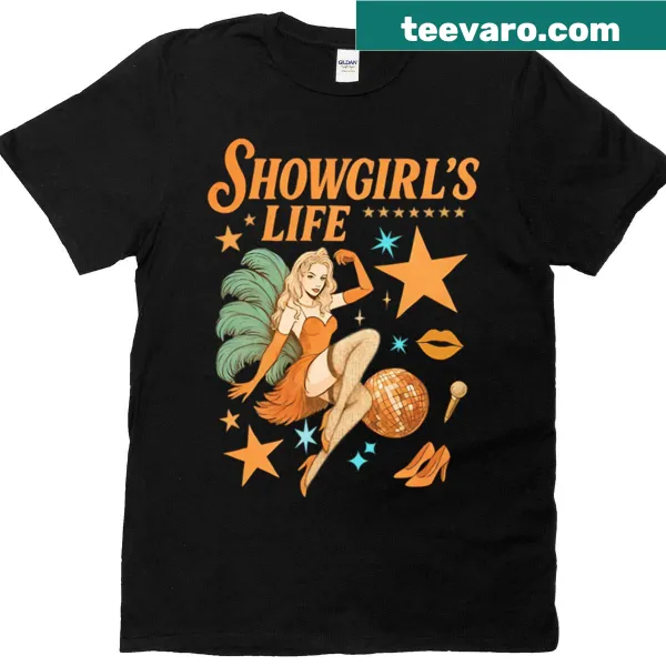 Illustrated feather dancer graphic on a playful T-shirt