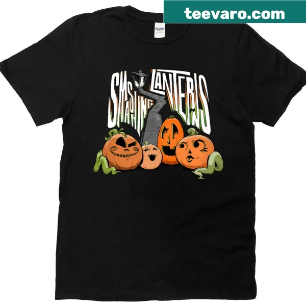 Spooky illustration of smashed pumpkins on Halloween t-shirt