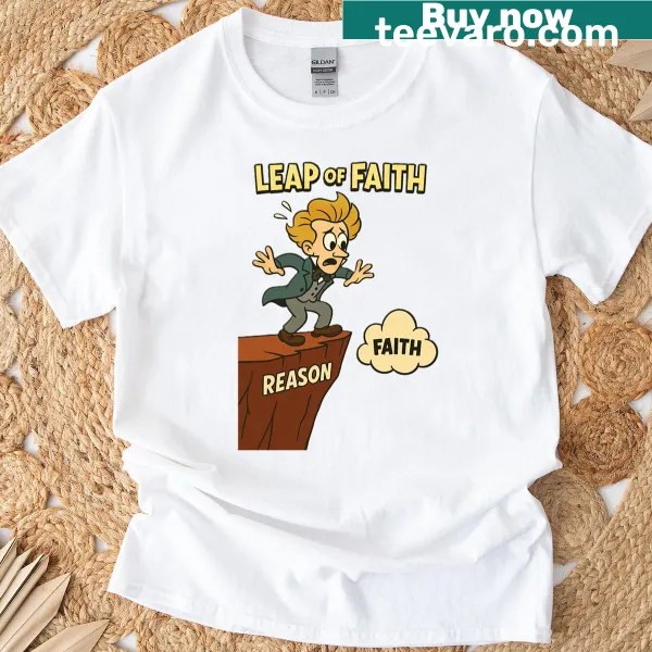 Kierkegaard The Leap of Faith T-shirt with philosophical text