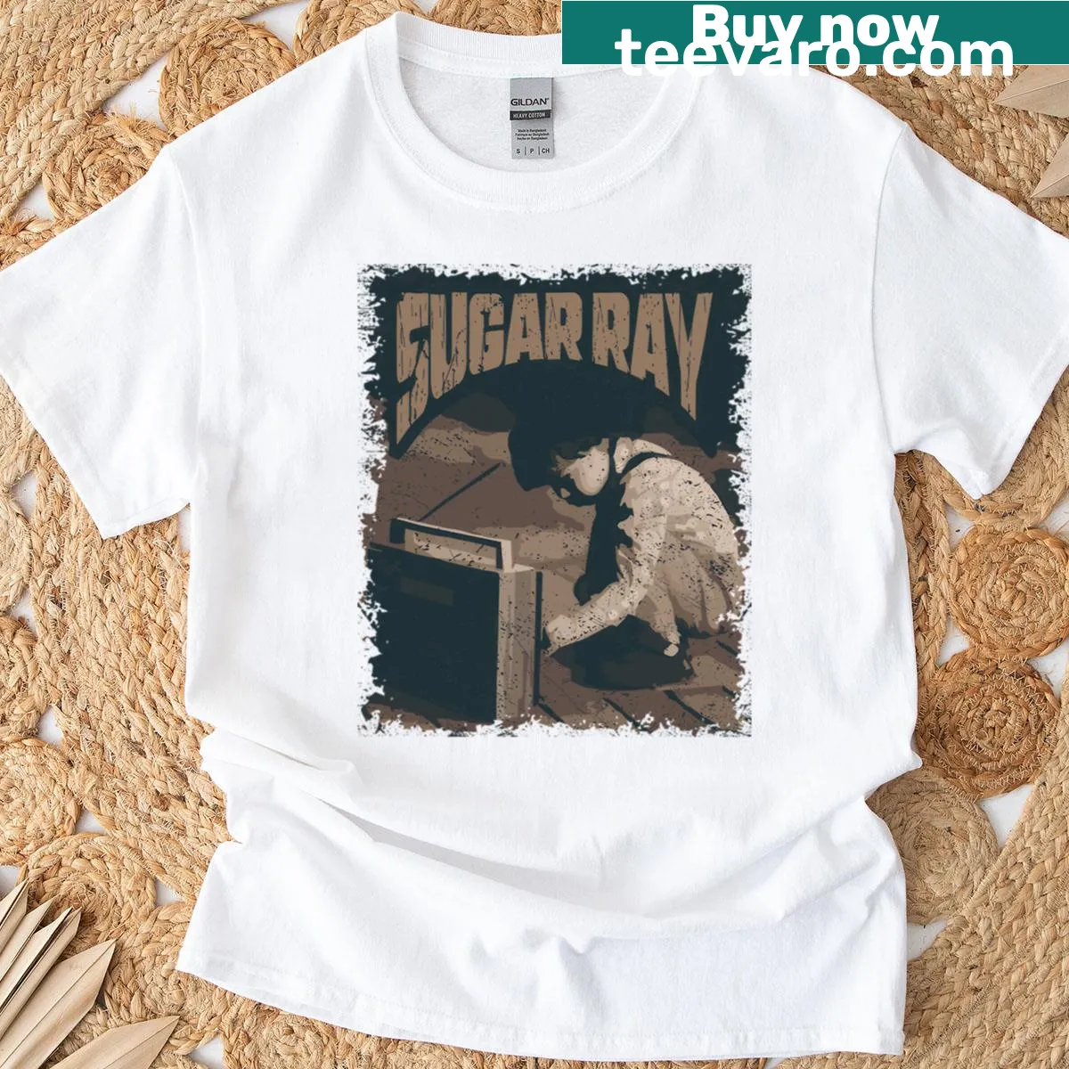 Vintage-style T-shirt with Sugar Ray radio graphic — on a men's t-shirt