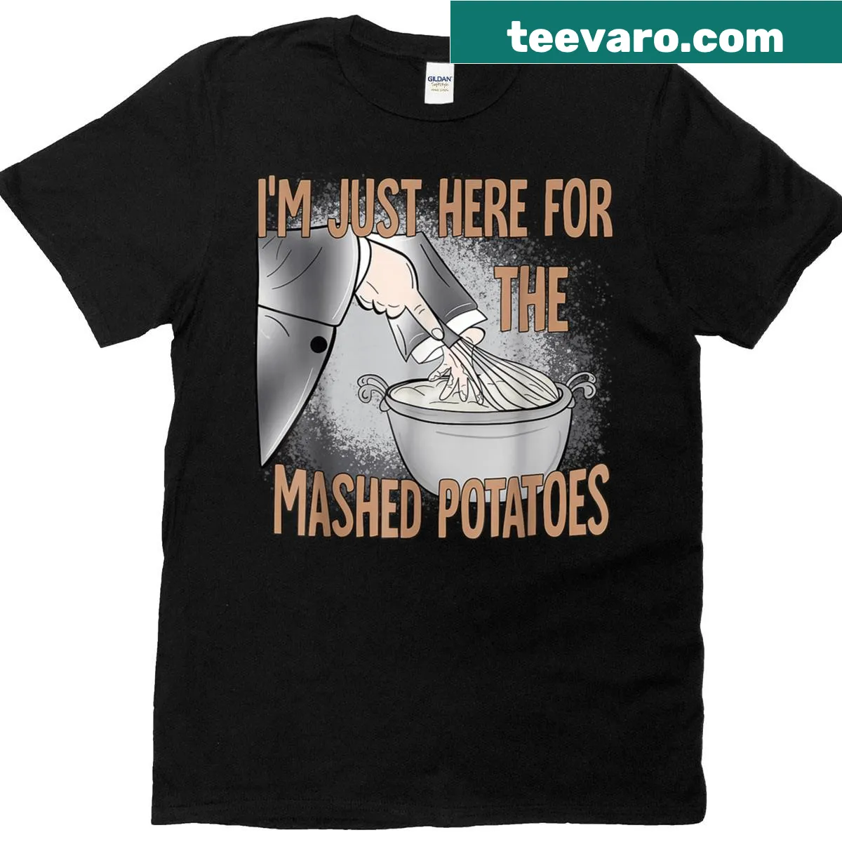 Retro Thanksgiving shirt with the phrase about mashed potatoes — on a men's t-shirt