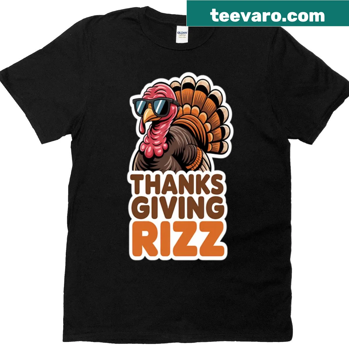 Kid's t-shirt with a funny turkey illustration — on a men's t-shirt