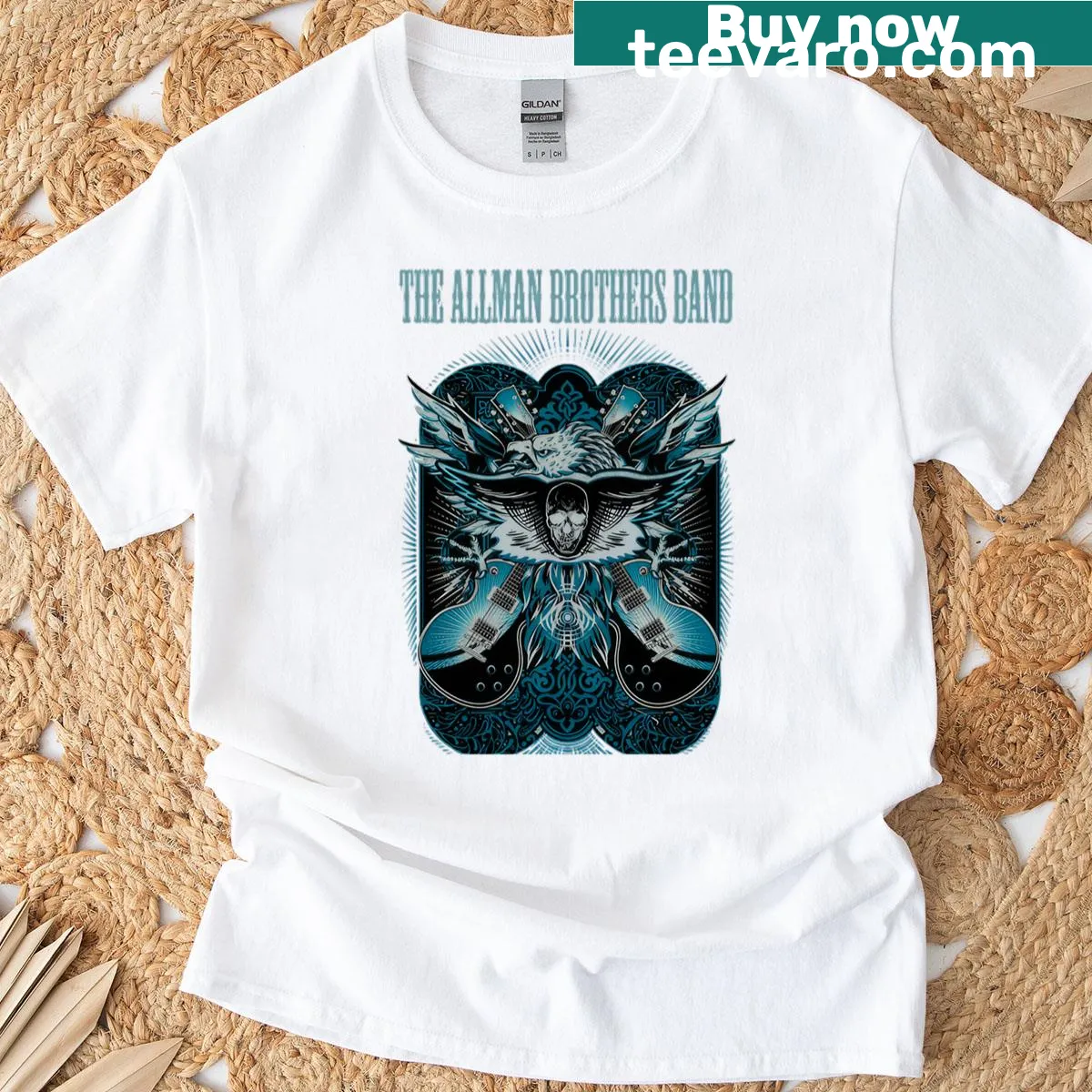Fan art T-shirt featuring The Allman Brothers Band design — on a men's t-shirt