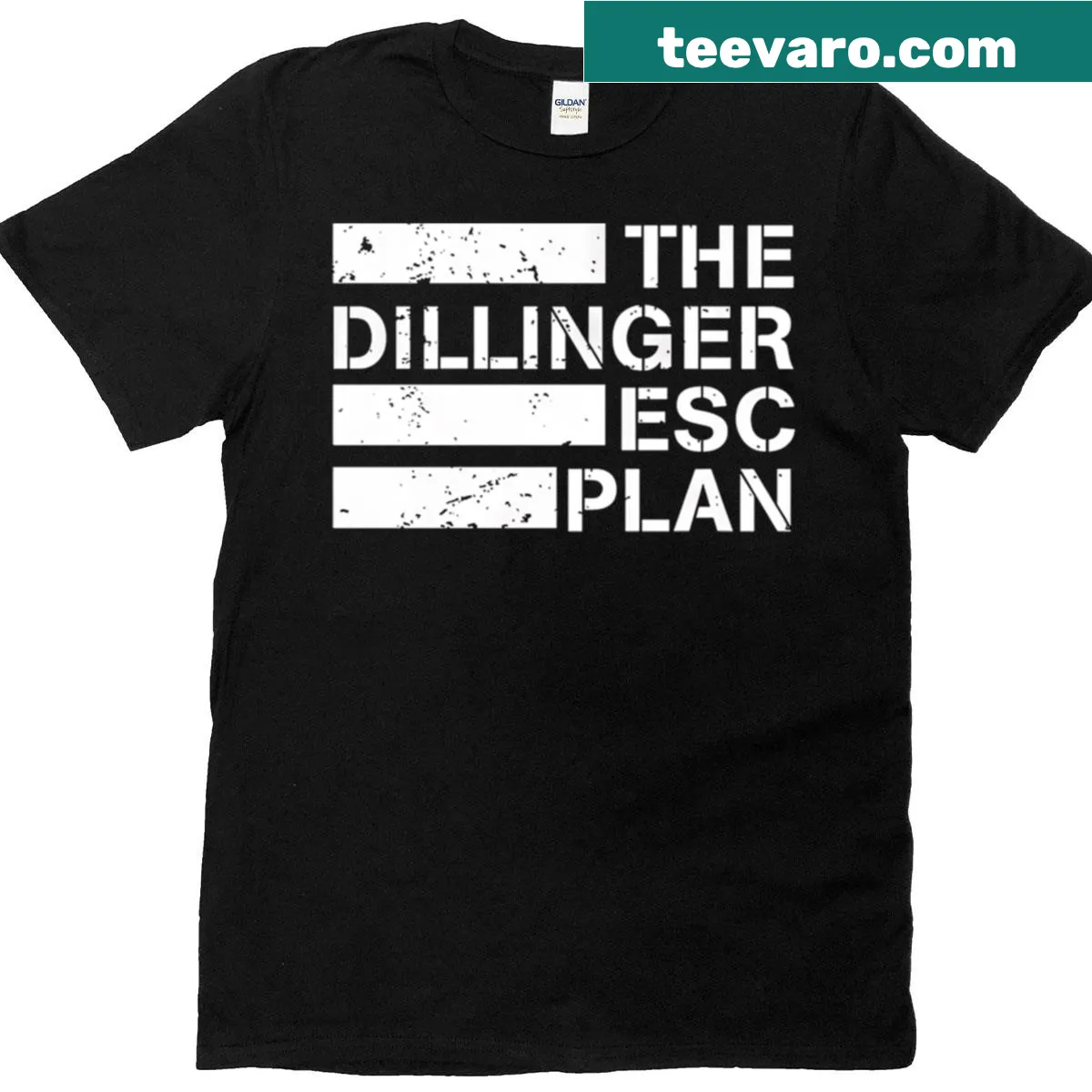 The Dillinger Escape Plan t-shirt featuring bold typography — on a men's t-shirt