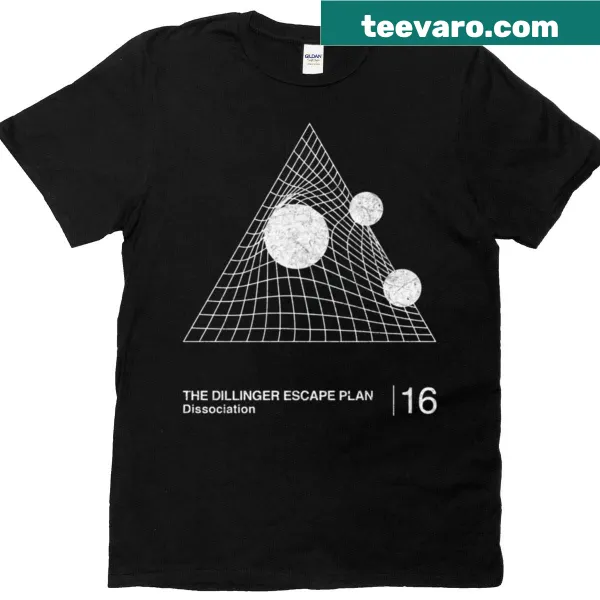 Minimalist graphic design tribute to The Dillinger Escape Plan on a t-shirt