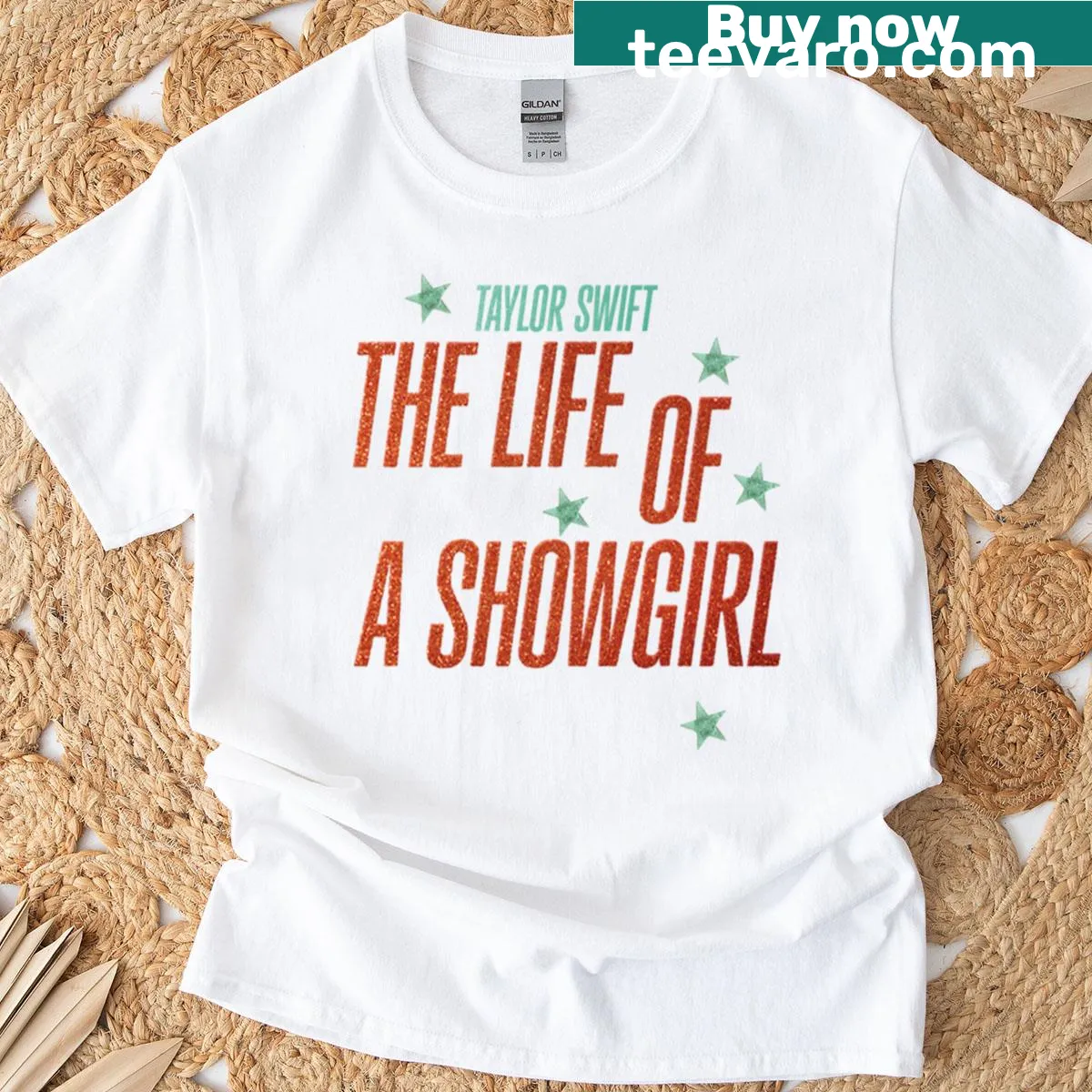Typography T-shirt featuring the life of a showgirl — on a men's t-shirt