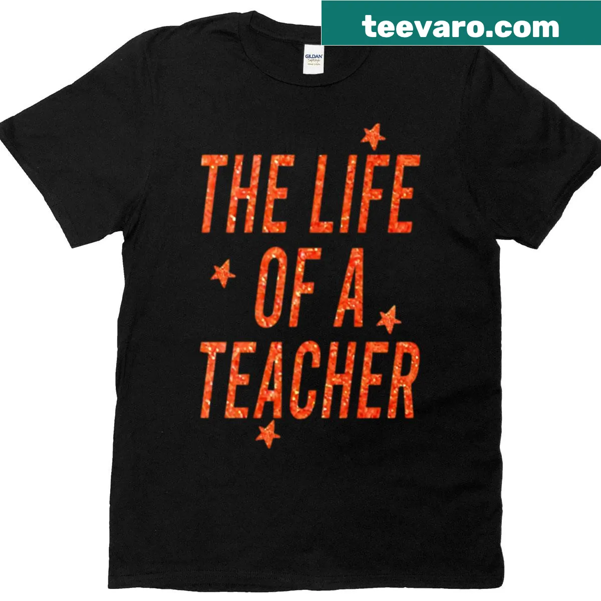 T-shirt featuring glitter and star design celebrating teachers. — on a men's t-shirt