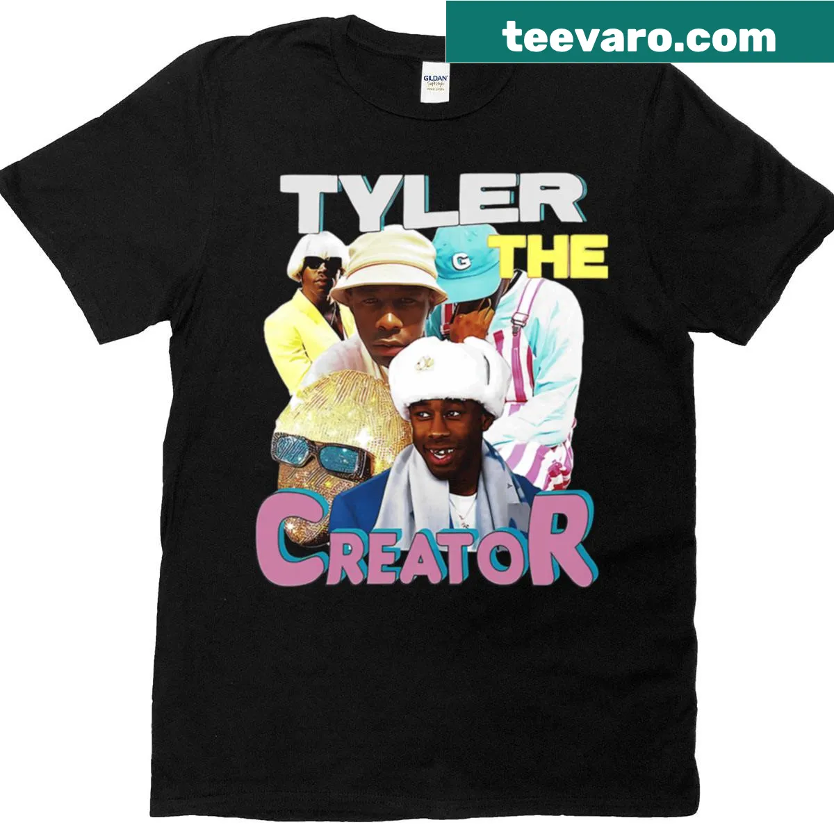 Graphic T-shirt celebrating rap and hip-hop music culture — on a men's t-shirt