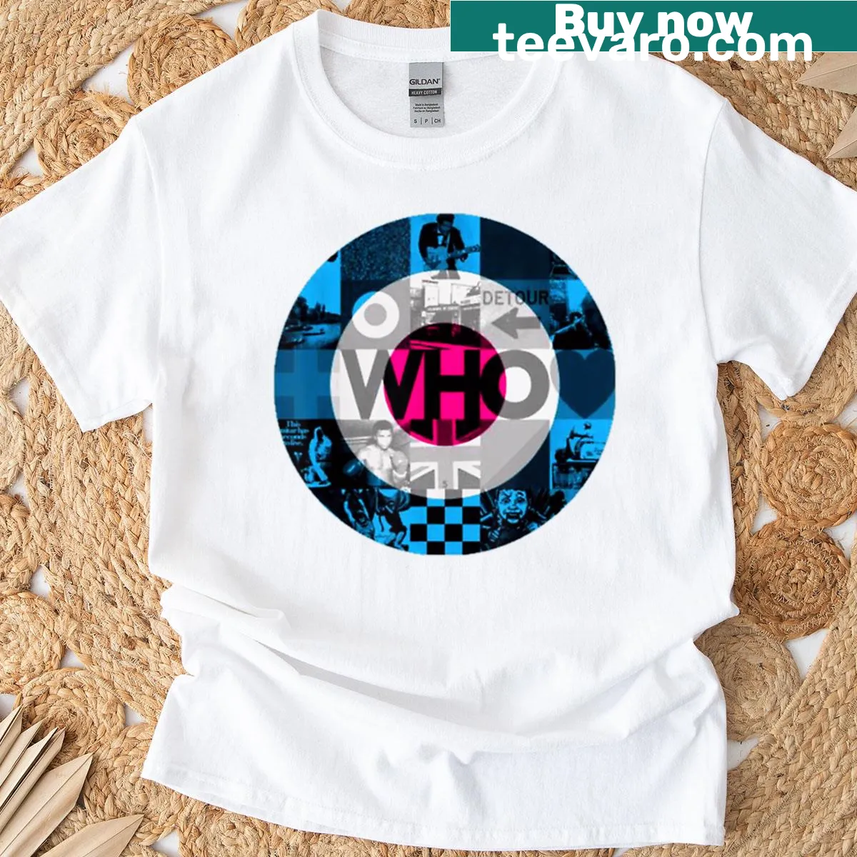 Official album cover graphic T-shirt of The Who — on a men's t-shirt