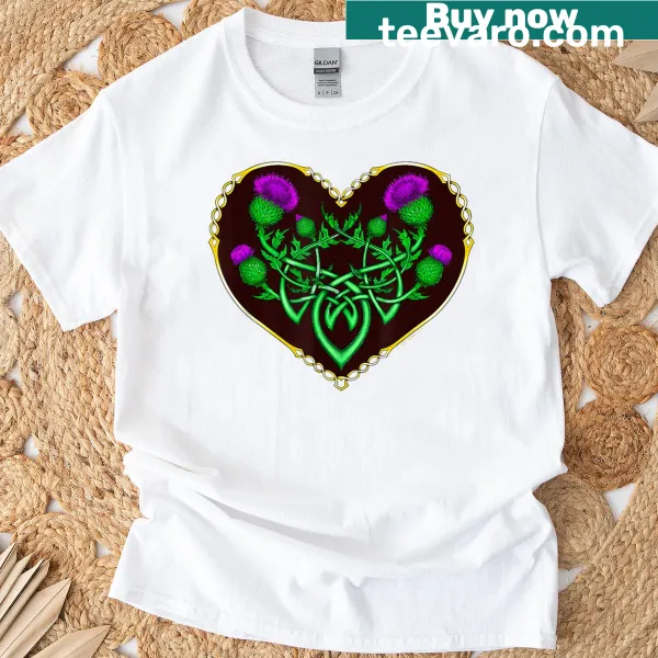 T-shirt with an illustration of a thistle heart