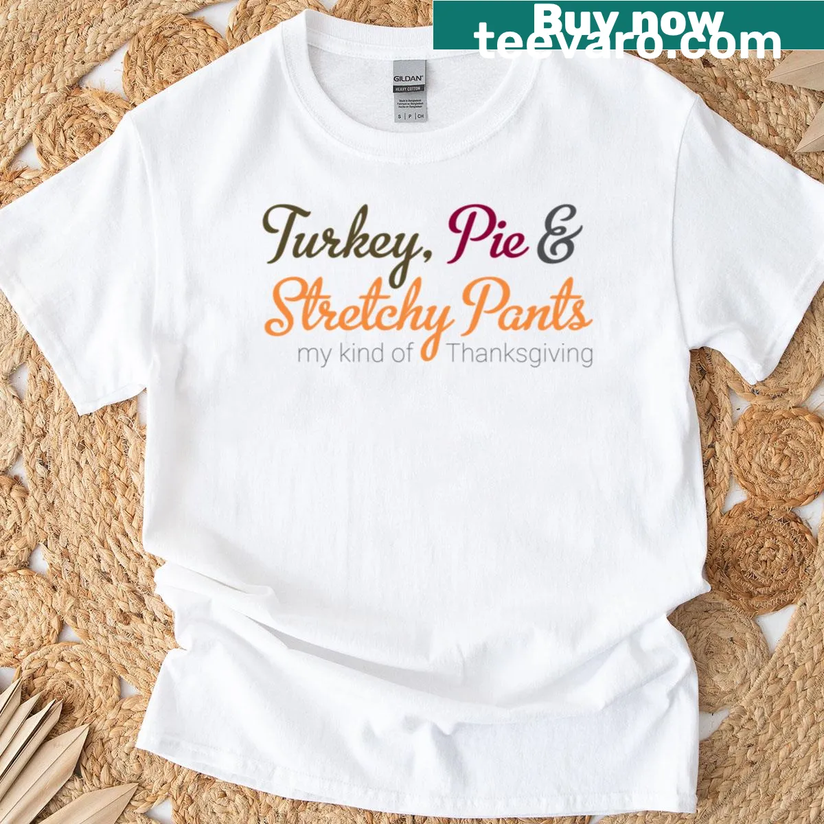 Whimsical turkey pie t-shirt with a funny graphic — on a men's t-shirt