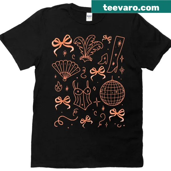Vintage T-shirt featuring a disco ball design with a coquette bow for a retro party vibe