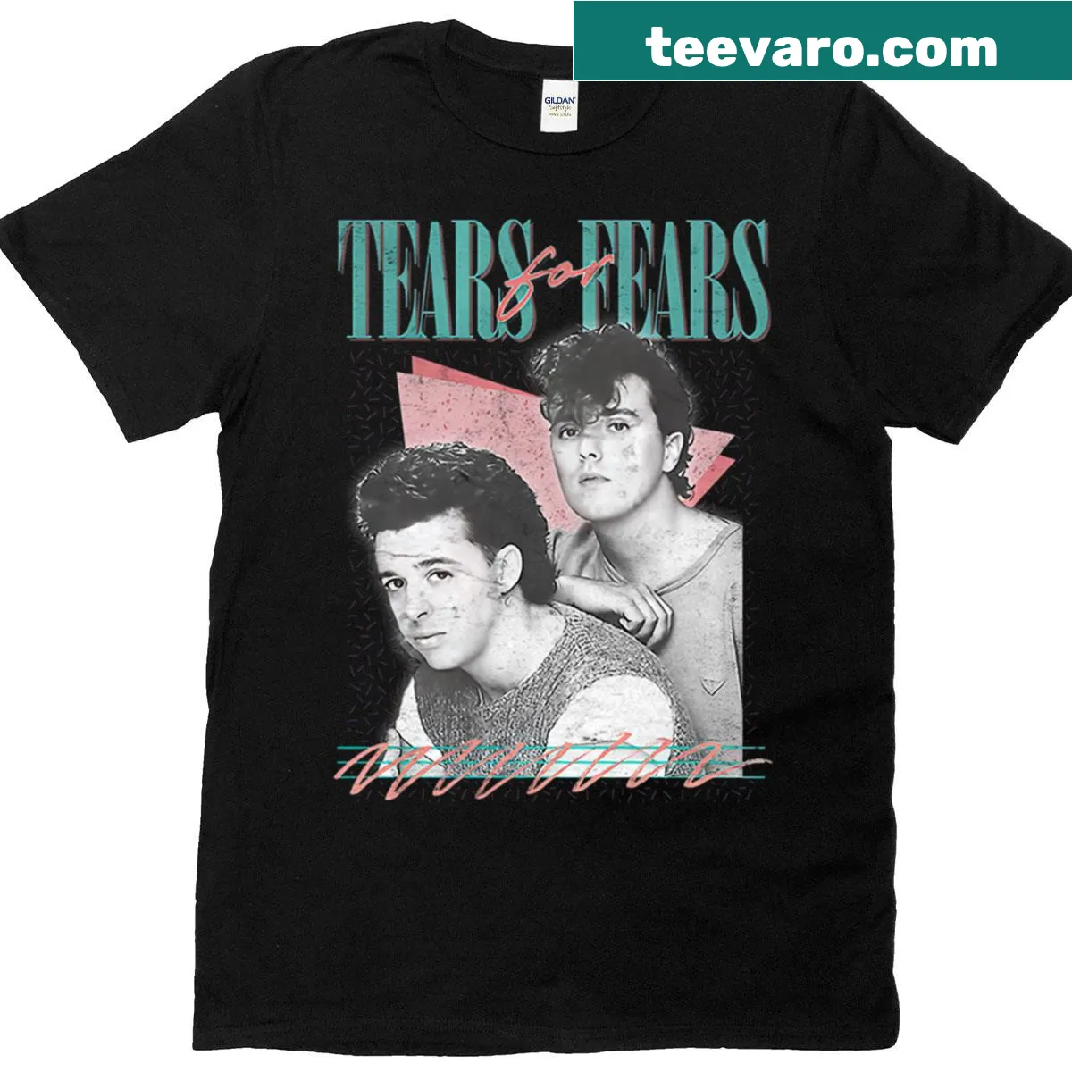 Vintage T-shirt with a distressed design featuring the band Tears For Fears — on a men's t-shirt