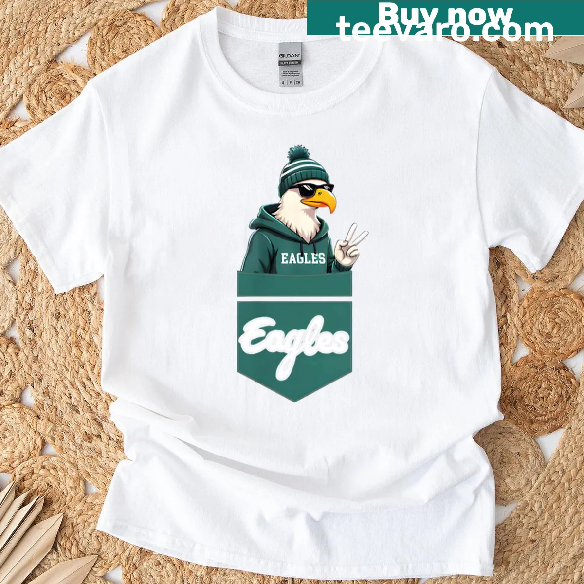 Vintage Philadelphia Eagles helmet design t-shirt — on a men's t-shirt