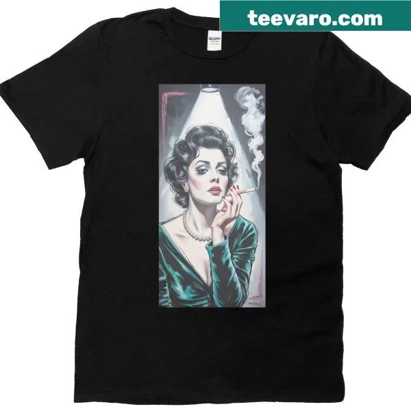 Vintage glamour portrait graphic on oversized t-shirt