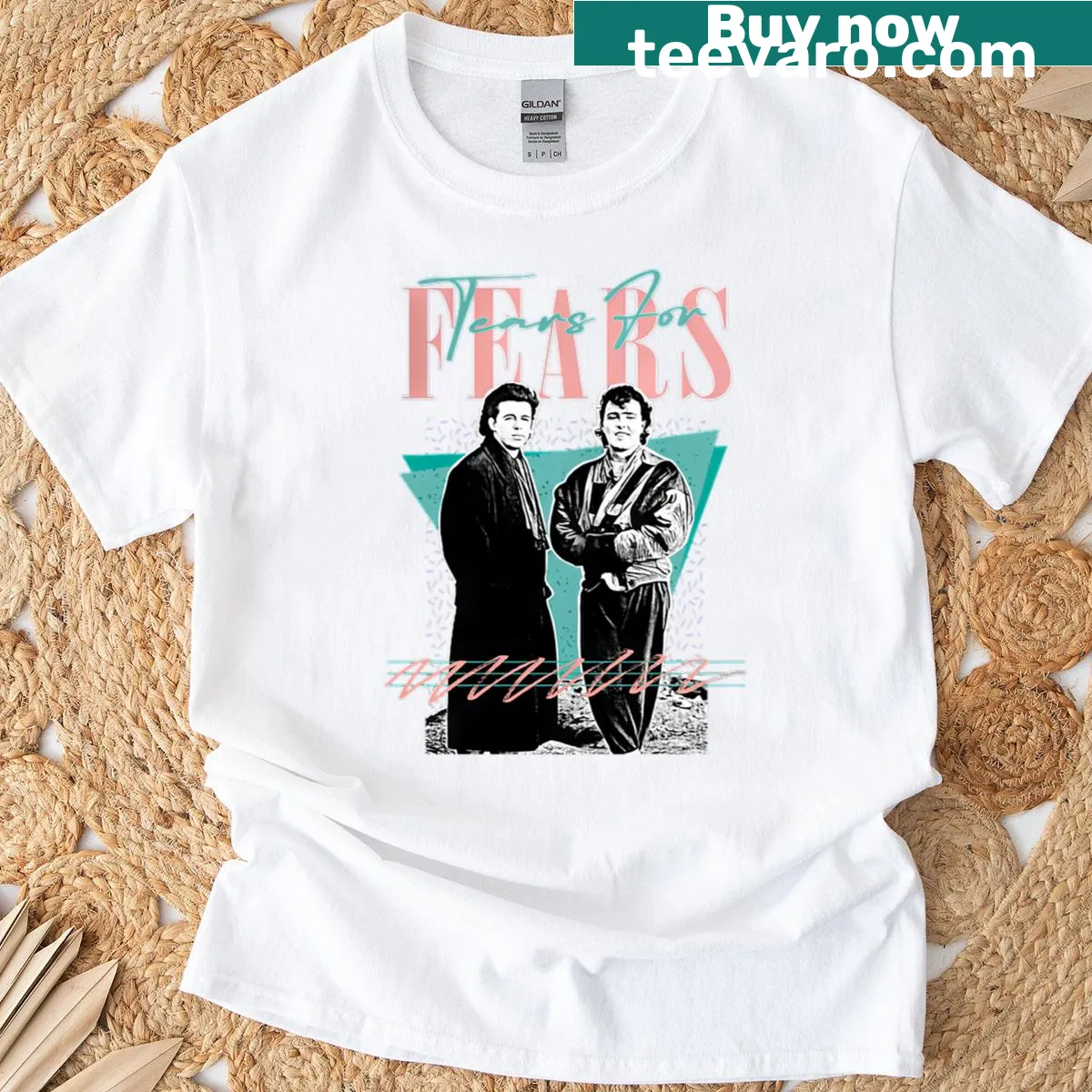 Vintage-style T-shirt honoring Tears For Fears — on a men's t-shirt