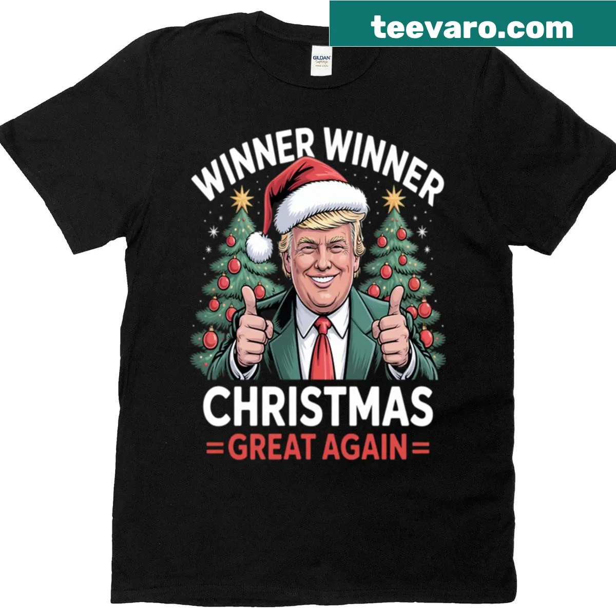 Festive typography Christmas shirt with humorous message — on a men's t-shirt