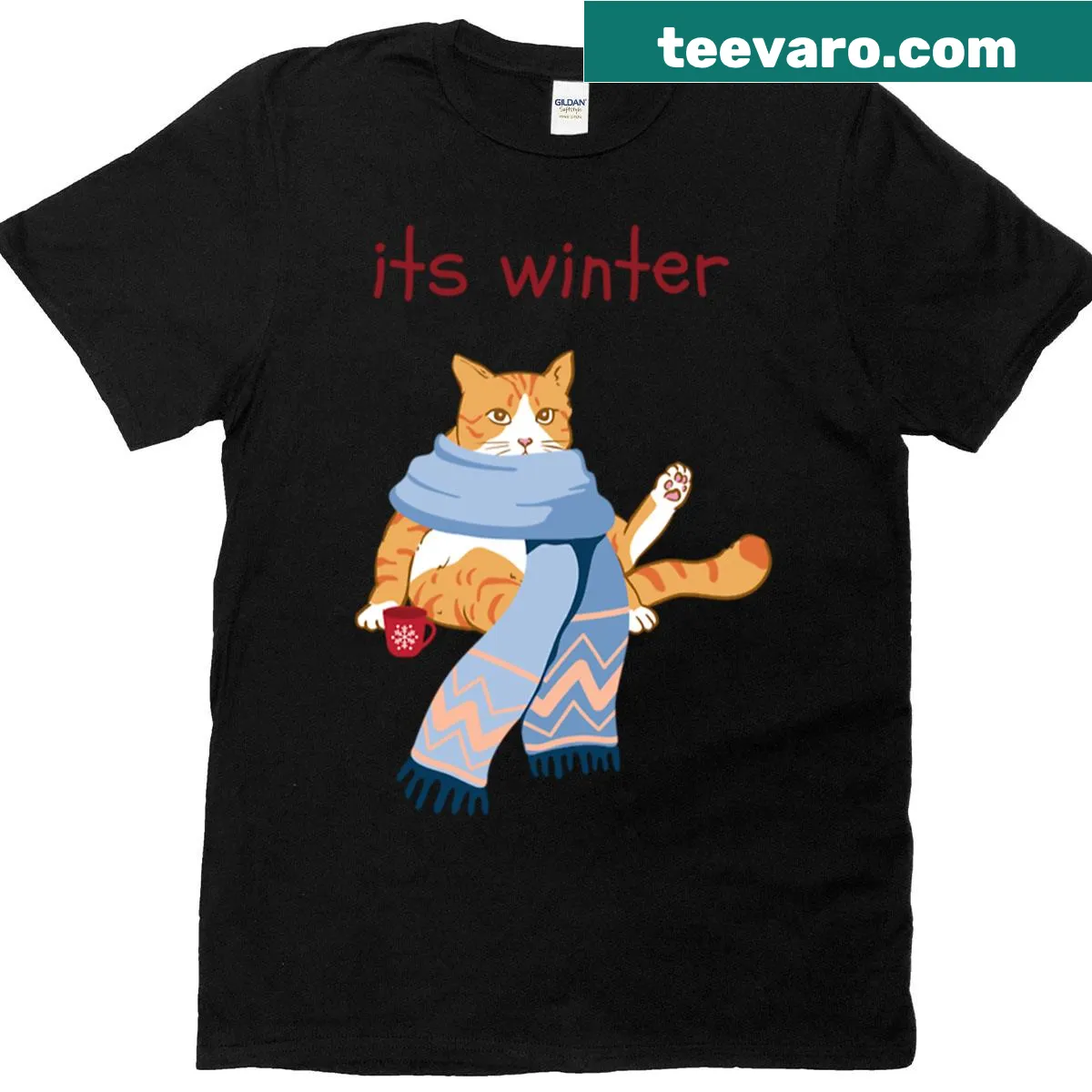 Oversized t-shirt with a cute winter cat graphic promoting anti-bullying — on a men's t-shirt