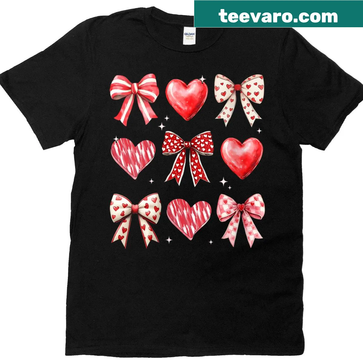 Girly t-shirt with cute bows and hearts for Valentine's Day — on a men's t-shirt