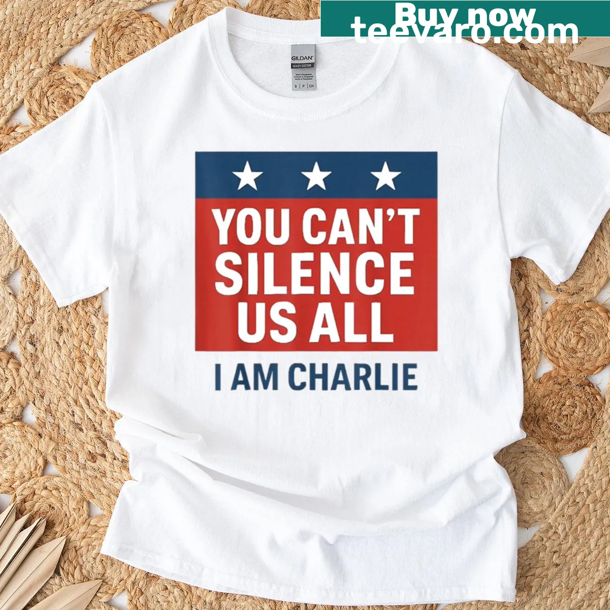 Oversized t-shirt with patriotic text inspired by Charlie Kirk — on a men's t-shirt