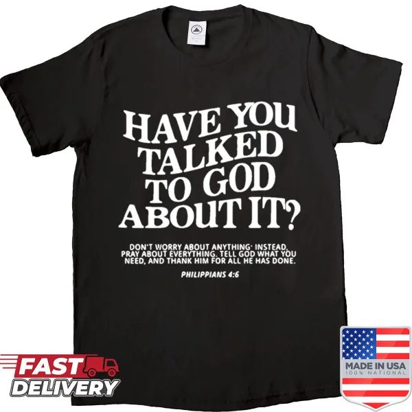 Inspirational shirt with the phrase 'About It God' in typography