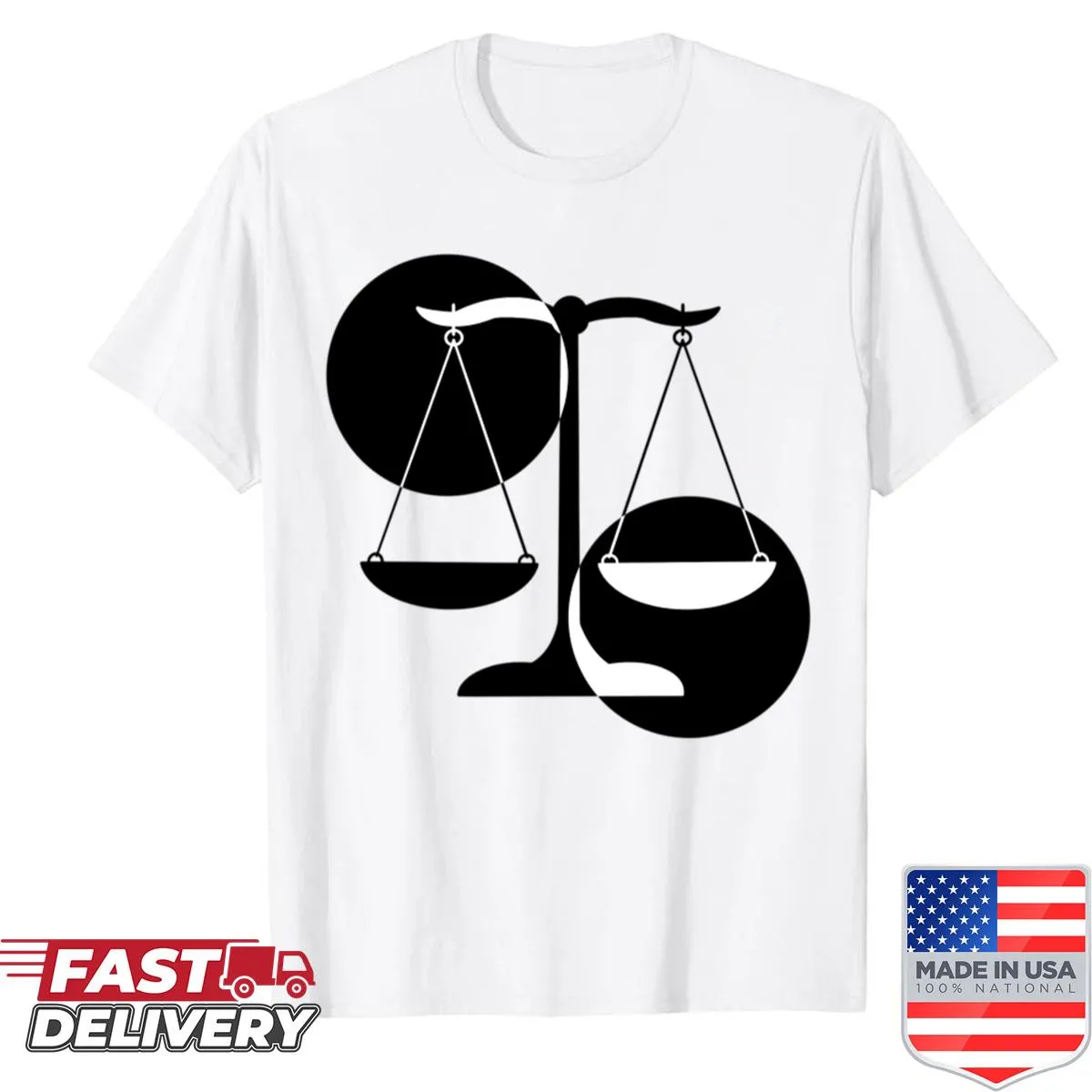 Abstract design of scales of justice in black and white