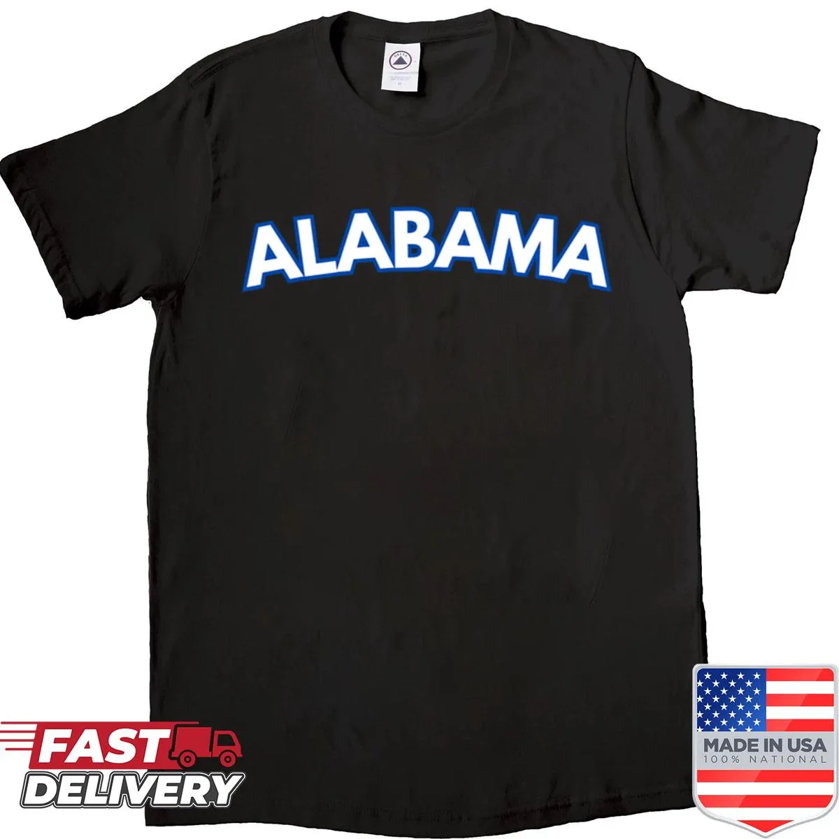 Stylish shirt with abstract typography representing Alabama's preppy aesthetic