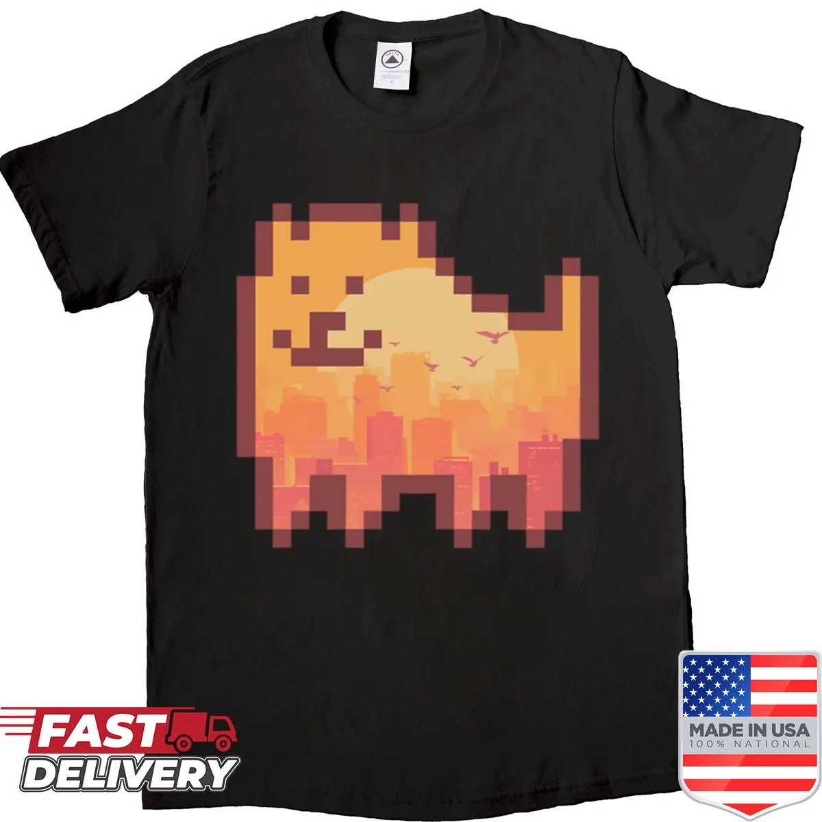 Cartoon graphic of an annoying dog on a T-shirt