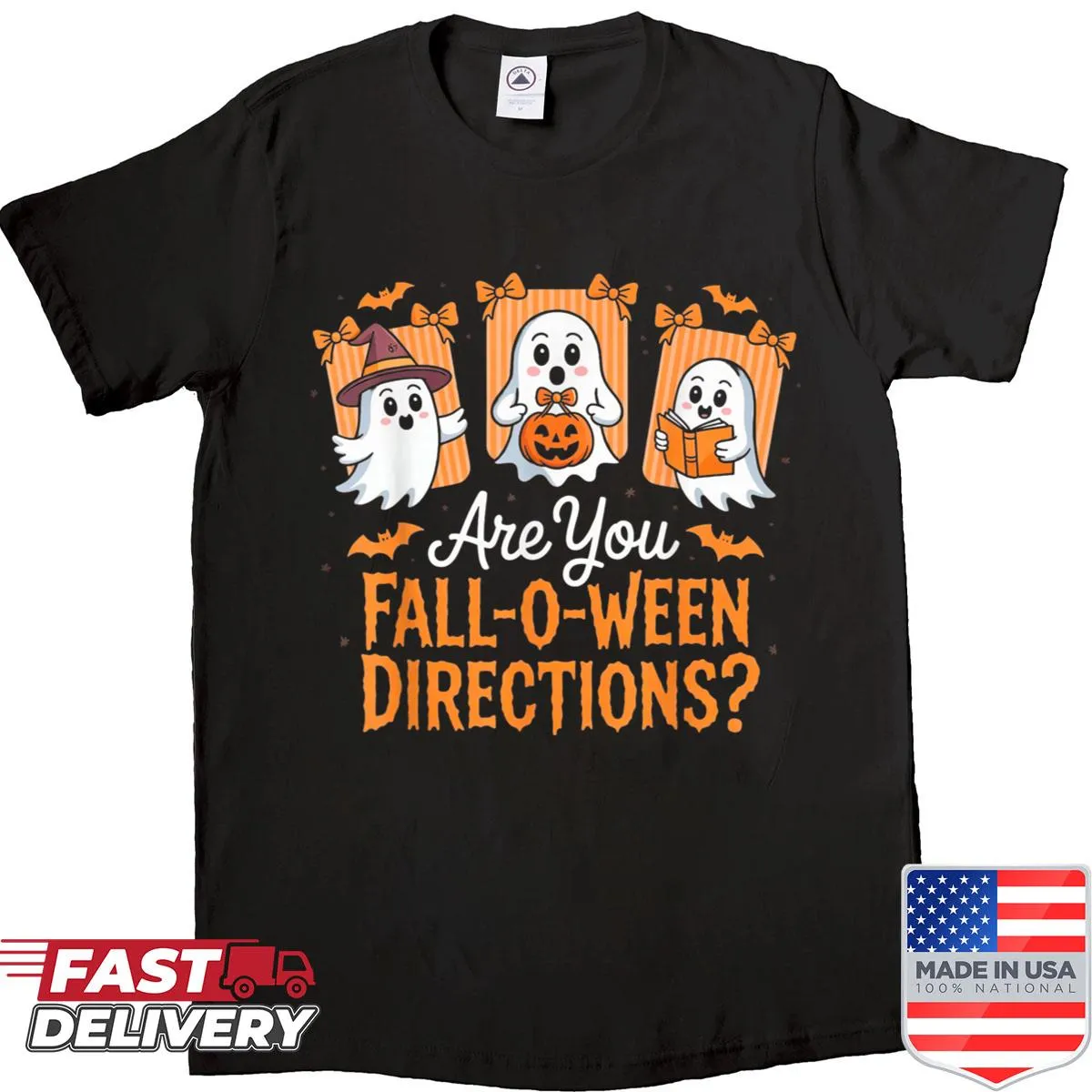 Funny Halloween shirt for teachers with ghost illustration and playful text.