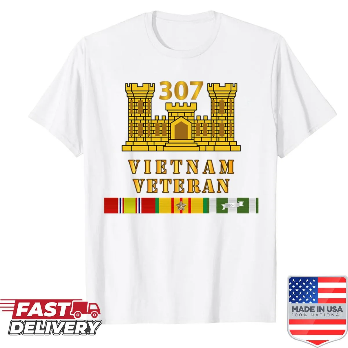 Military shirt featuring the 307th Engineer Battalion emblem