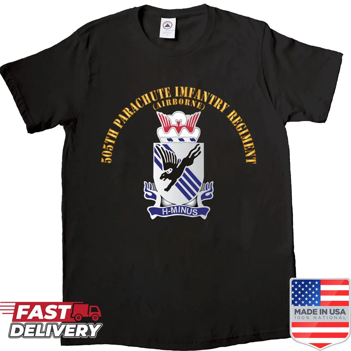 Bold shirt featuring the 505th PIR badge emblem.