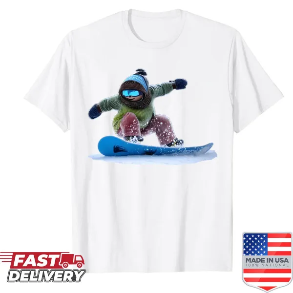 Cute oversized shirt featuring a kawaii snowboarder