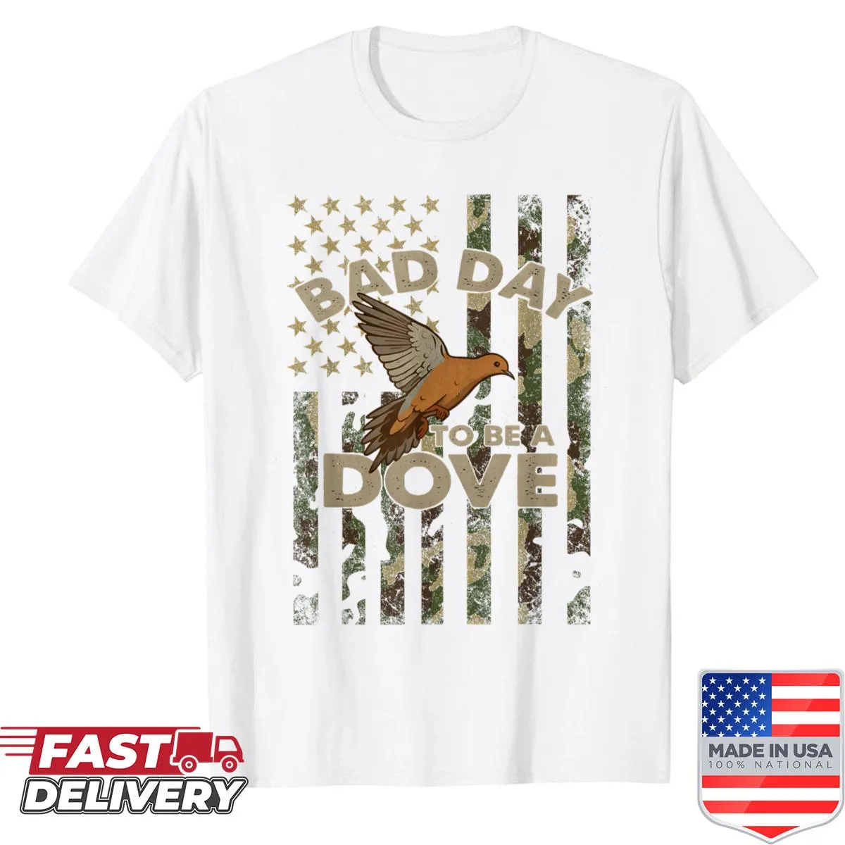 Camo flag design with dove hunting graphics