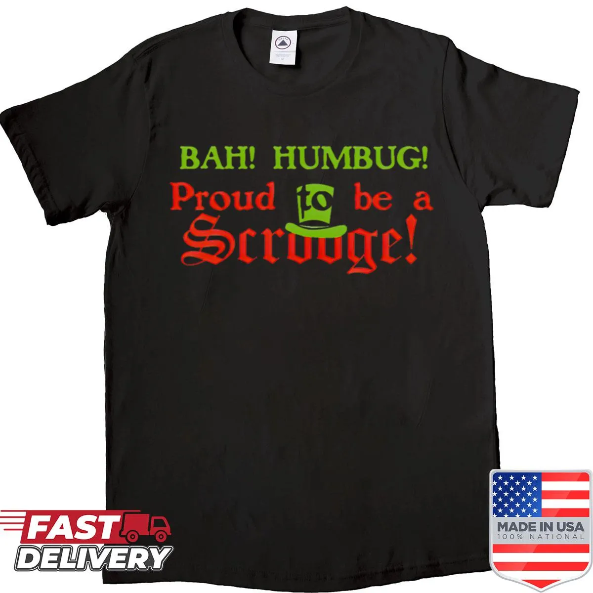 Oversized shirt with 'Bah Humbug' Scrooge design