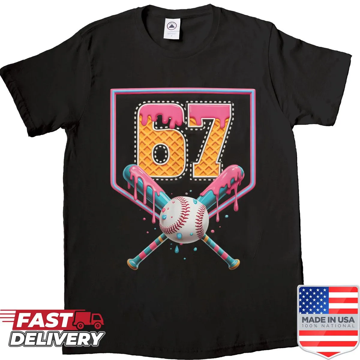Shirt featuring the phrase 'Baseball Drip Number 67' for fans