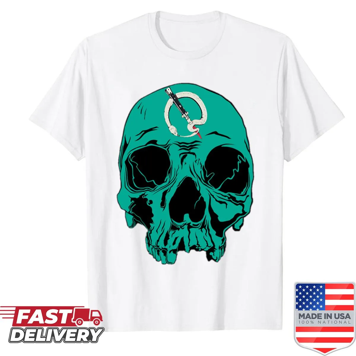 Illustrative design of a snake inspired by a rock band, bold graphics.