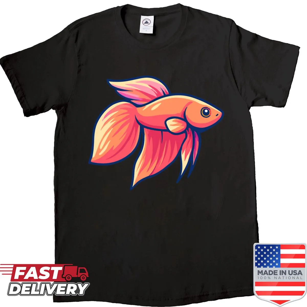 Illustration of a Siamese fighting fish on Betta Fish shirt