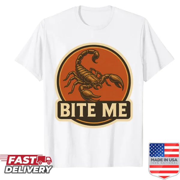 Retro T-shirt with scorpion graphic and bold phrase