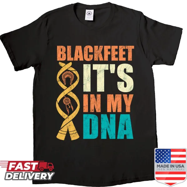 Artistic design inspired by Blackfeet Native American culture on shirt