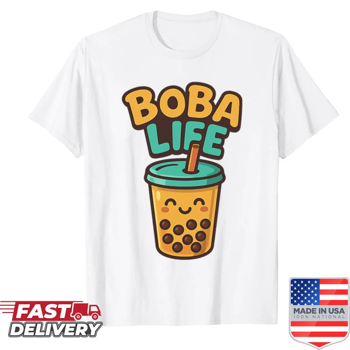 Cute oversized shirt featuring a boba tea cup graphic